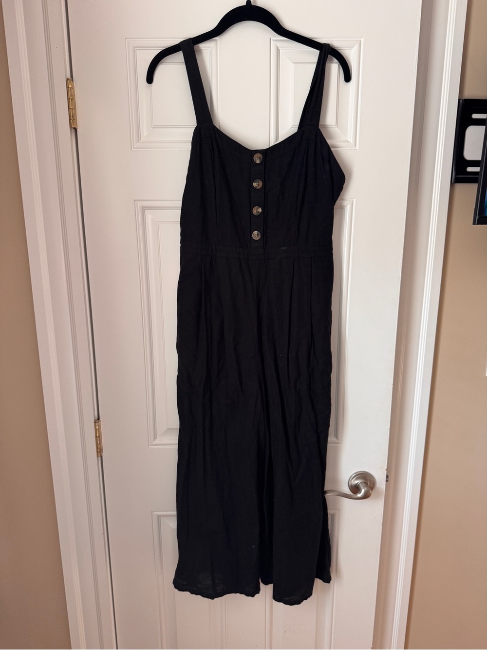 American Eagle Outfitters Black Button-Front Jumpsuit